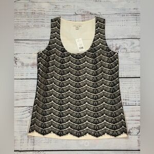 NWT Banana Republic Ivory 100% Silk Women’s Small Tank Top Black Lace MSRP $98